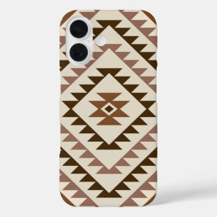 Aztec Diamond Motif Design Browns+Cream iPhone 16 Case