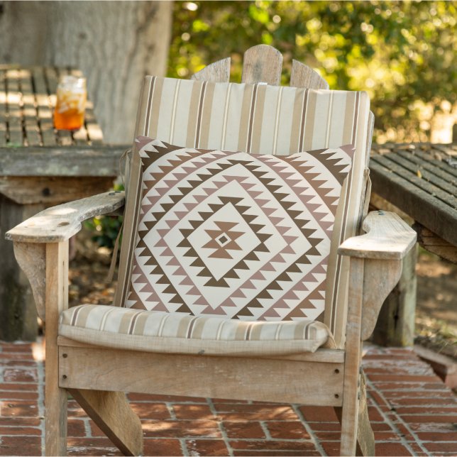 Aztec Diamond Motif Design Browns+Cream Cushion (Chair)