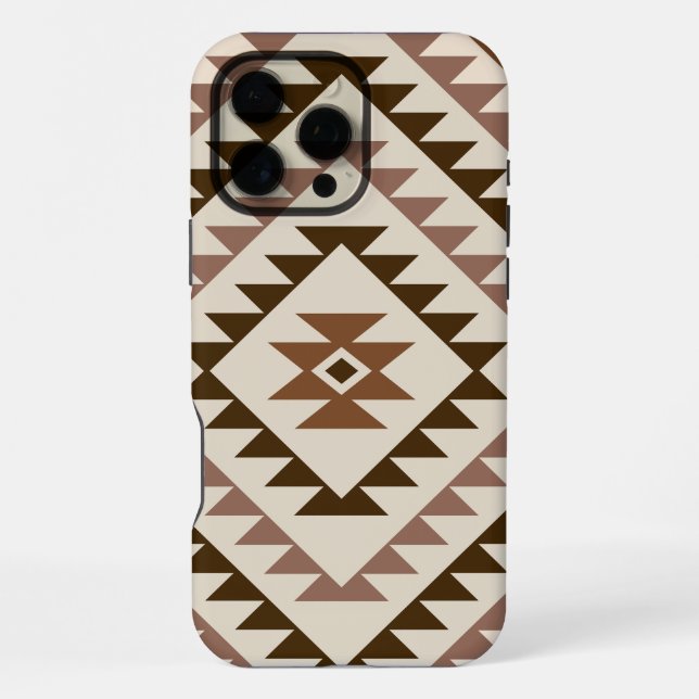 Aztec Diamond Motif Design Browns+Cream iPhone Case (Back)