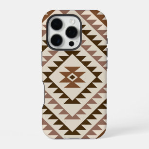 Aztec Diamond Motif Design Browns+Cream iPhone 16 Pro Case