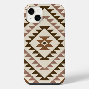 Aztec Diamond Motif Design Browns+Cream iPhone 14 Plus Case