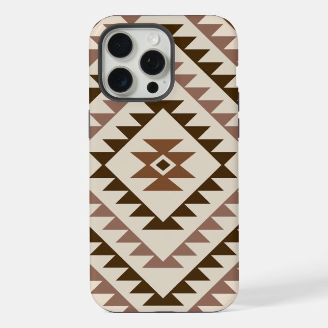 Aztec Diamond Motif Design Browns+Cream iPhone Case (Back)