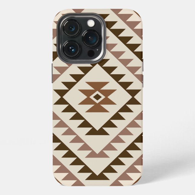 Aztec Diamond Motif Design Browns+Cream iPhone Case (Back)