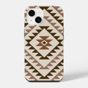 Aztec Diamond Motif Design Browns+Cream iPhone 14 Case