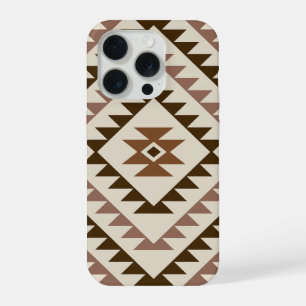 Aztec Diamond Motif Design Browns+Cream iPhone 15 Pro Case