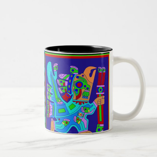 Aztec Eagle Warrior God Two-Tone Coffee Mug (Right)