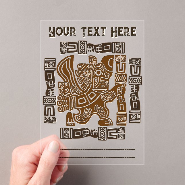 Aztec Eagle Warrior Tribal Ancient Art Acrylic Invitations (Insitu (Handheld))