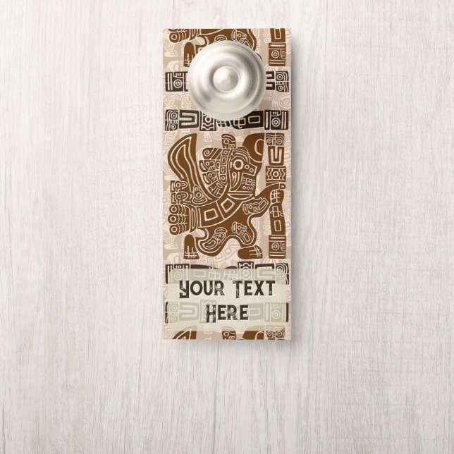 Aztec Eagle Warrior Tribal Ancient Art Door Hanger (On Knob)