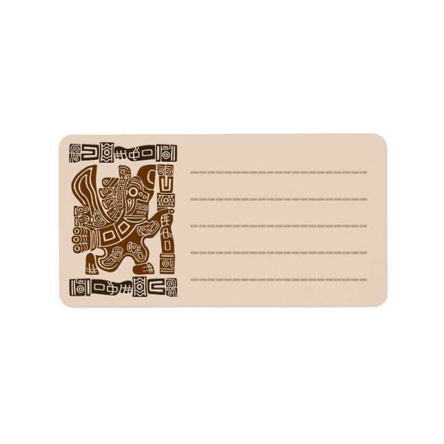 Aztec Eagle Warrior Tribal Ancient Art Label (Front)