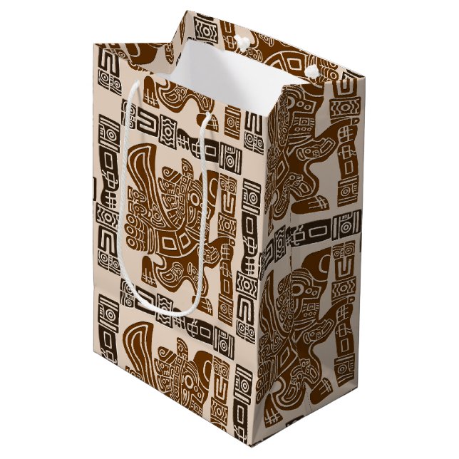 Aztec Eagle Warrior Tribal Ancient Art Medium Gift Bag (Front Angled)