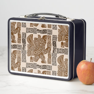 Aztec Eagle Warrior Tribal Ancient Art Metal Lunch Box