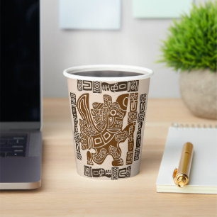 Aztec Eagle Warrior Tribal Ancient Art Paper Cups