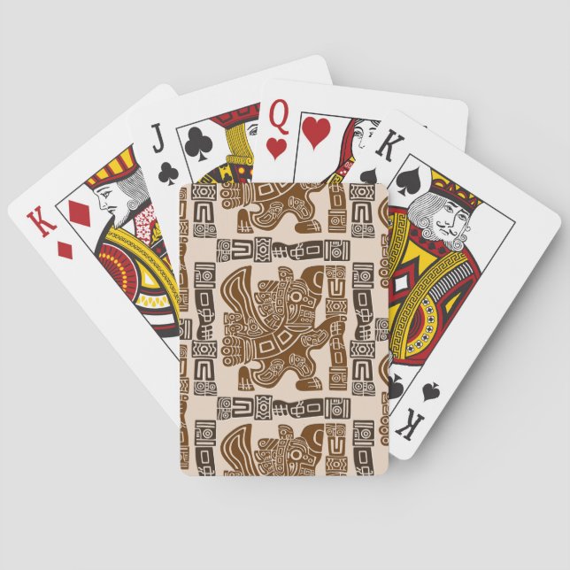 Aztec Eagle Warrior Tribal Ancient Art Playing Cards (Back)