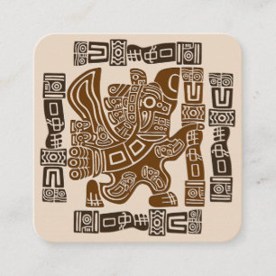 Aztec Eagle Warrior Tribal Ancient Art Square Business Card