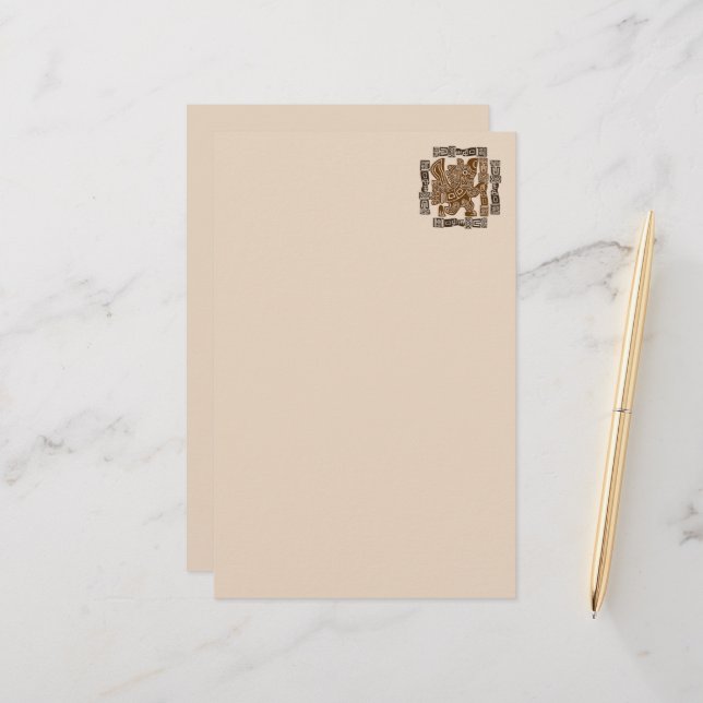 Aztec Eagle Warrior Tribal Ancient Art Stationery (Front/Back In Situ)