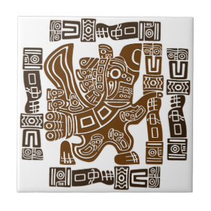 Aztec Eagle Warrior Tribal Ancient Art Tile