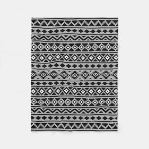 Aztec Essence Pattern II Black White Grey Fleece Blanket
