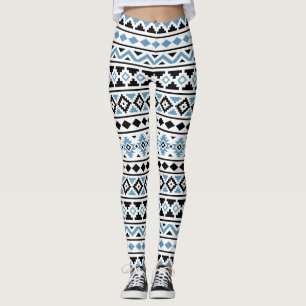 Aztec Essence Pattern II Blue Black White Leggings
