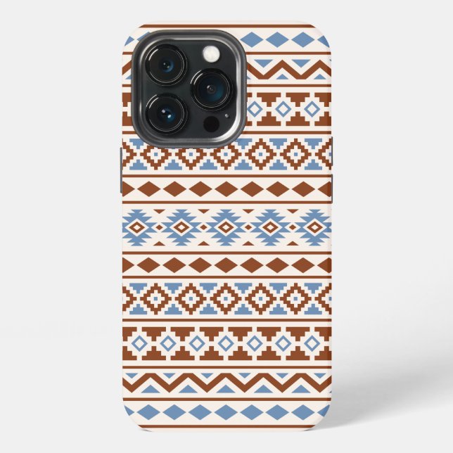 Aztec Essence Pattern II Rust Blue Cream iPhone Case (Back)