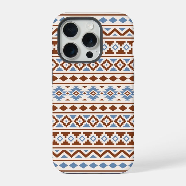 Aztec Essence Pattern II Rust Blue Cream iPhone Case (Back)