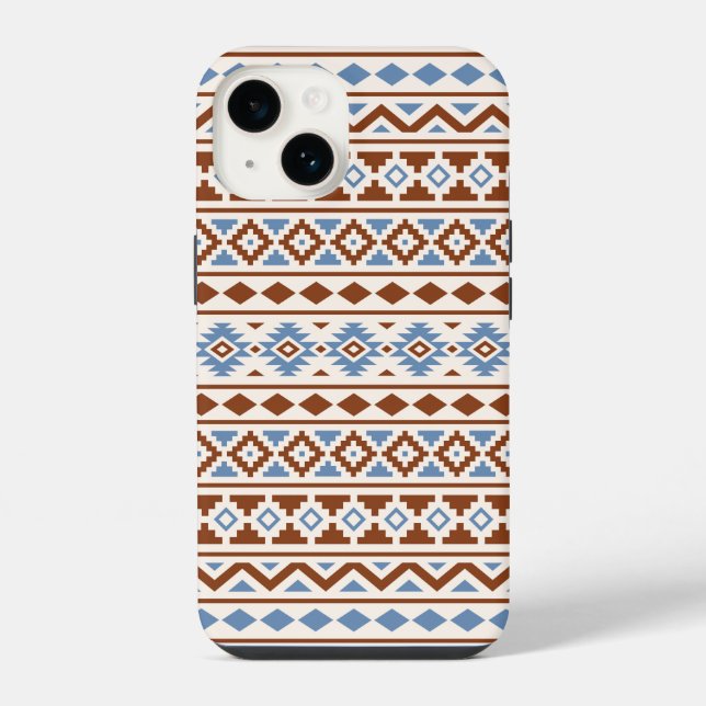 Aztec Essence Pattern II Rust Blue Cream iPhone Case (Back)