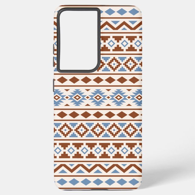 Aztec Essence Pattern II Rust Blue Cream Samsung Galaxy S21+ Case (Back)