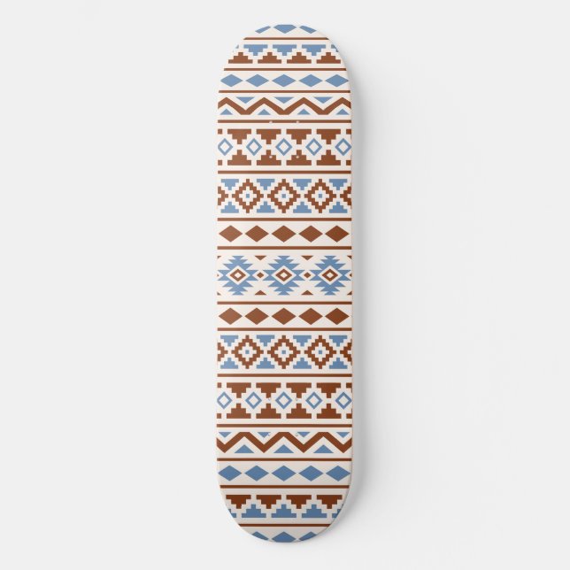 Aztec Essence Pattern II Rust Blue Cream Skateboard (Front)