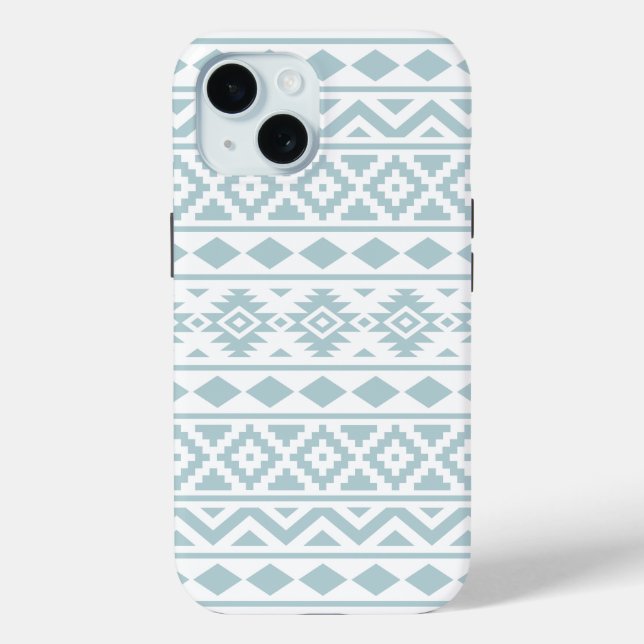 Aztec Essence Ptn III Duck Egg Blue on White Case-Mate iPhone Case (Back)