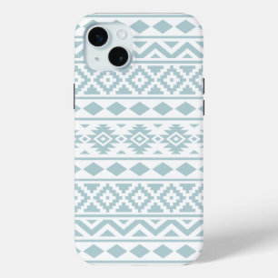 Aztec Essence Ptn III Duck Egg Blue on White iPhone 15 Mini Case