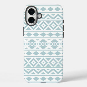 Aztec Essence Ptn III Duck Egg Blue on White iPhone 16 Plus Case