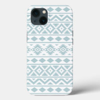 Aztec Essence Ptn III Duck Egg Blue on White