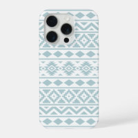 Aztec Essence Ptn III Duck Egg Blue on White
