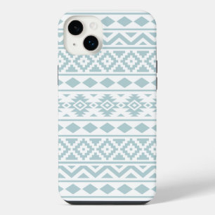 Aztec Essence Ptn III Duck Egg Blue on White iPhone 14 Plus Case