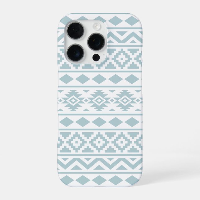 Aztec Essence Ptn III Duck Egg Blue on White iPhone Case (Back)