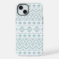 Aztec Essence Ptn III Duck Egg Blue on White