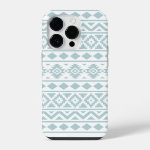 Aztec Essence Ptn III Duck Egg Blue on White iPhone 14 Pro Case