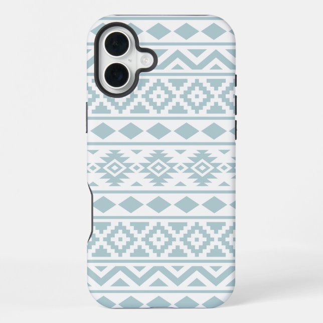 Aztec Essence Ptn III Duck Egg Blue on White iPhone Case (Back)