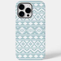 Aztec Essence Ptn III White on Duck Egg Blue