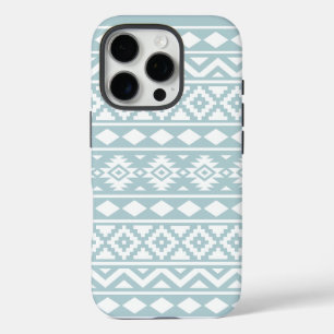 Aztec Essence Ptn III White on Duck Egg Blue iPhone 16 Pro Case