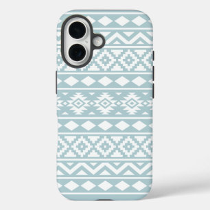 Aztec Essence Ptn III White on Duck Egg Blue iPhone 16 Case