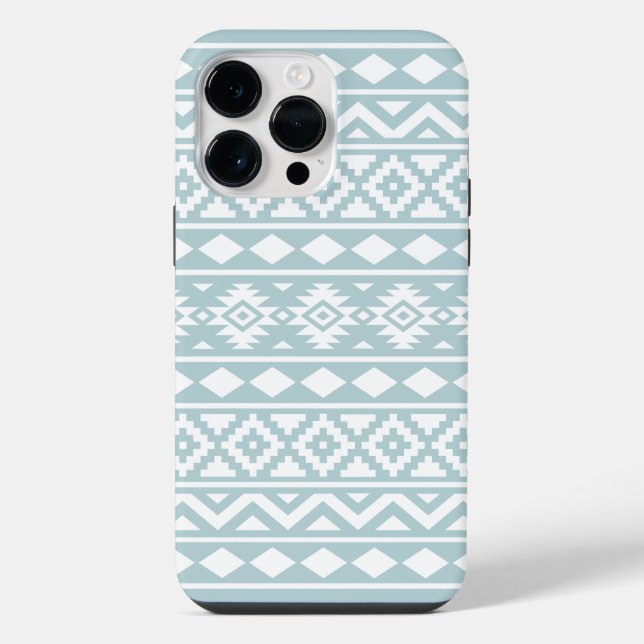 Aztec Essence Ptn III White on Duck Egg Blue iPhone Case (Back)