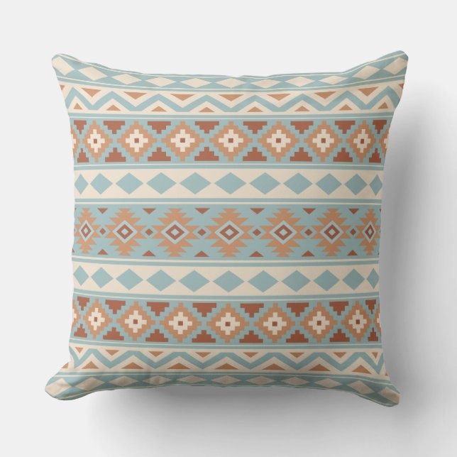 Aztec Essence Ptn IIIb Blue Cream Terracottas Cushion (Front)
