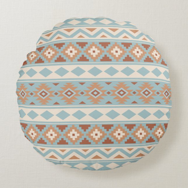 Aztec Essence Ptn IIIb Blue Cream Terracottas Round Cushion (Front)