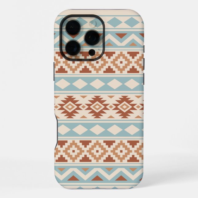 Aztec Essence Ptn IIIb Blue Terracottas Cream iPhone Case (Back)