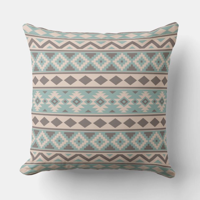 Aztec Essence Ptn IIIb Taupe Teal Cream Cushion (Front)