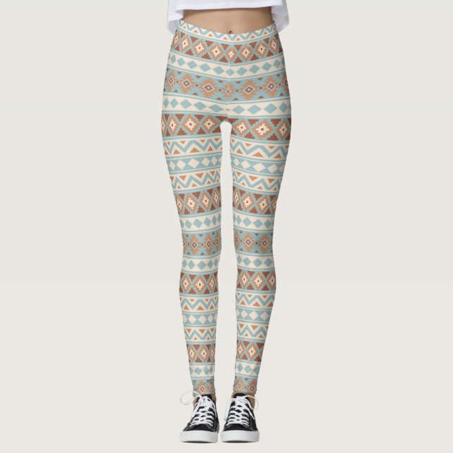 Aztec Essence Rpt Ptn IIIb Blue Cream Terracottas Leggings (Front)