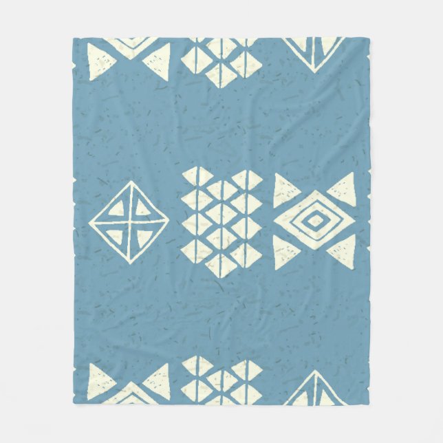 Aztec Ethnic: Blue Geometric Seamless. Fleece Blanket (Front)