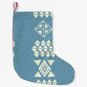Aztec Ethnic: Blue Geometric Seamless. Small Christmas Stocking