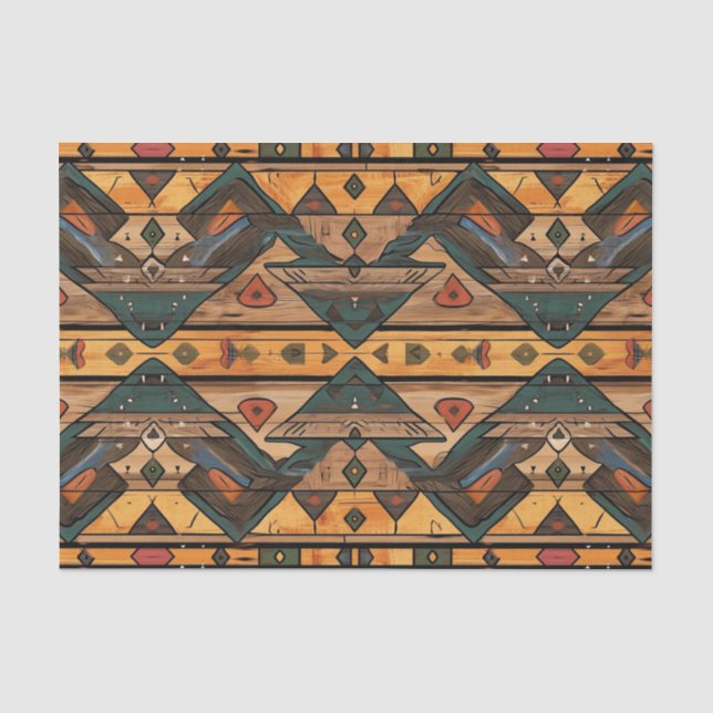 Aztec Faux wood tile pattern decoupage  Tissue Paper (Front)