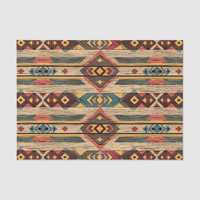 Aztec Faux wood tile pattern decoupage Tissue Paper (Front)
